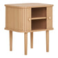 Table d’appoint en pin et MDF naturelle 2 portes 45x50 cm