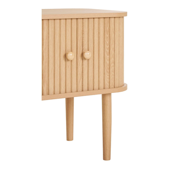 Table d’appoint en pin et MDF naturelle 2 portes 45x50 cm