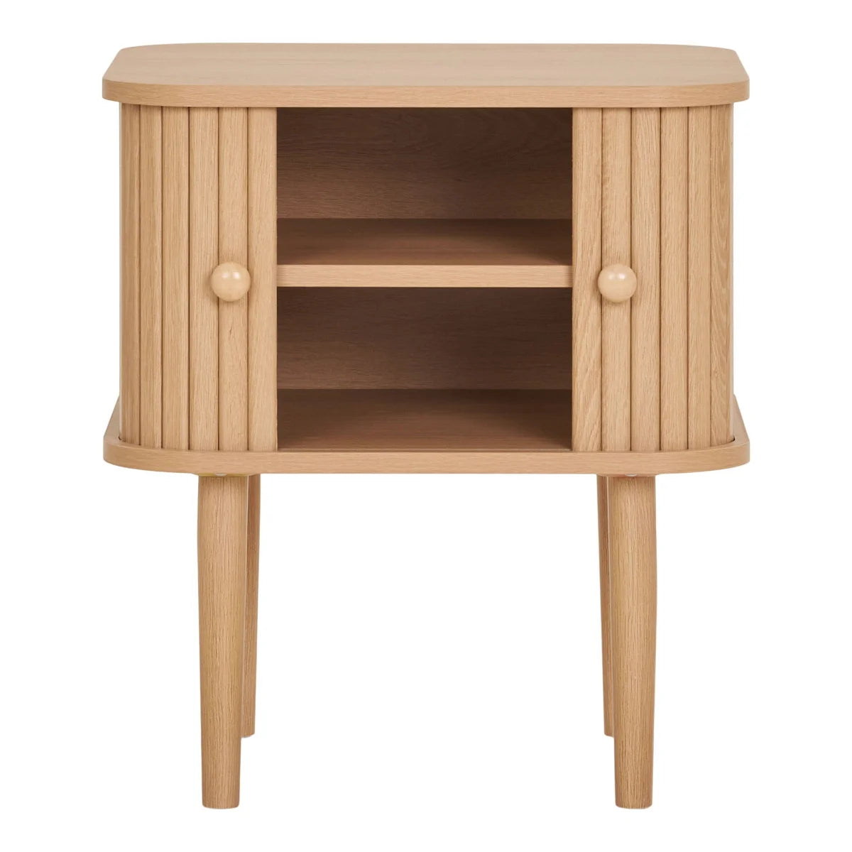 Table dappoint en pin et MDF naturelle 2 portes 45x50 cm en bois clair de chêne