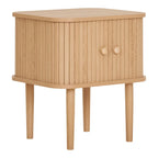 Table dappoint en pin et MDF naturelle à lattes verticales et boutons ronds 45x50 cm