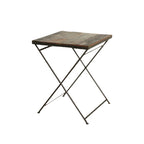 Table d’appoint pliante en bois recyclé et métal brun vieilli 60x60 cm