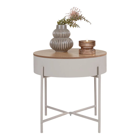 Table d’appoint ronde en acier beige gris Ø40 cm