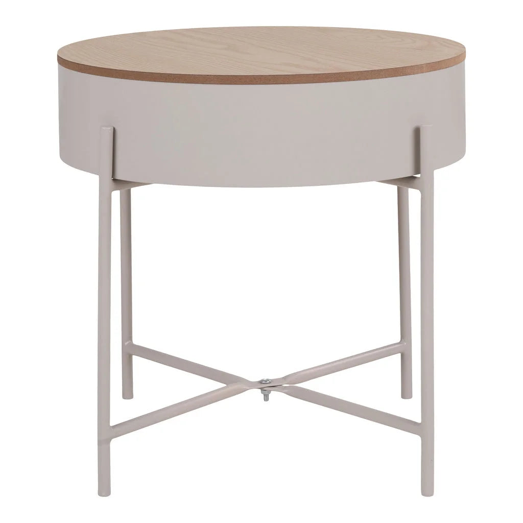 Table d’appoint ronde en acier beige gris Ø40 cm