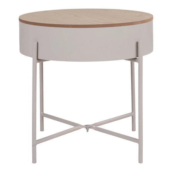 Table d’appoint ronde en acier beige gris Ø40 cm