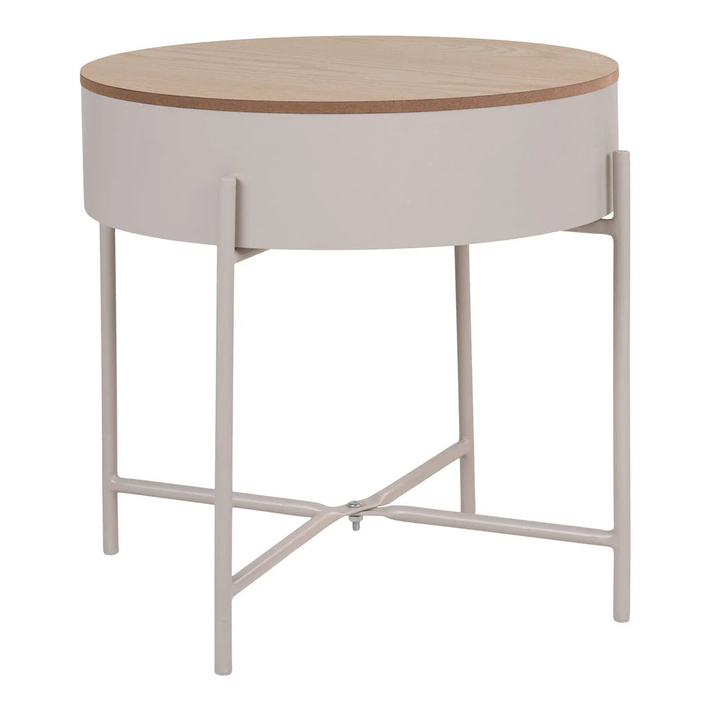 Table d’appoint ronde en acier beige gris Ø40 cm
