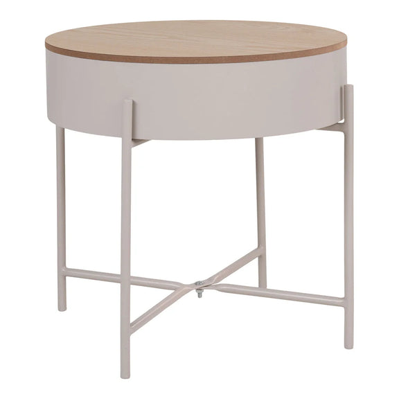 Table d’appoint ronde en acier beige gris Ø40 cm