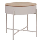 Table d’appoint ronde minimaliste bois clair cadre métal gris mat Ø40 cm