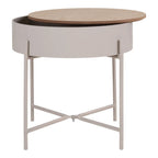 Table d’appoint ronde minimaliste en bois clair et métal gris mat Ø40 cm