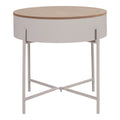 Table dappoint ronde minimaliste en bois clair et métal gris mat Ø40 cm