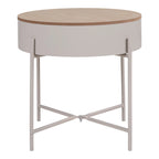 Table dappoint ronde minimaliste en bois clair et métal gris mat Ø40 cm