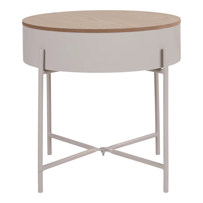 Table d’appoint ronde en acier beige gris Ø40 cm