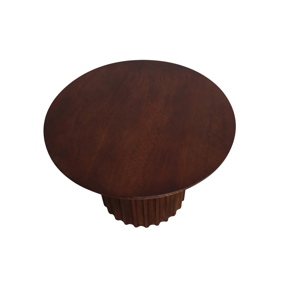 Table d’appoint ronde en bois brun foncé cannelé, Ø55 cm
