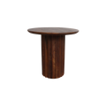 Table d’appoint ronde en bois brun foncé, pied colonne cannelé, Ø50 cm