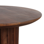 Table d’appoint ronde en bois brun avec pied colonne cannelé Ø50 cm