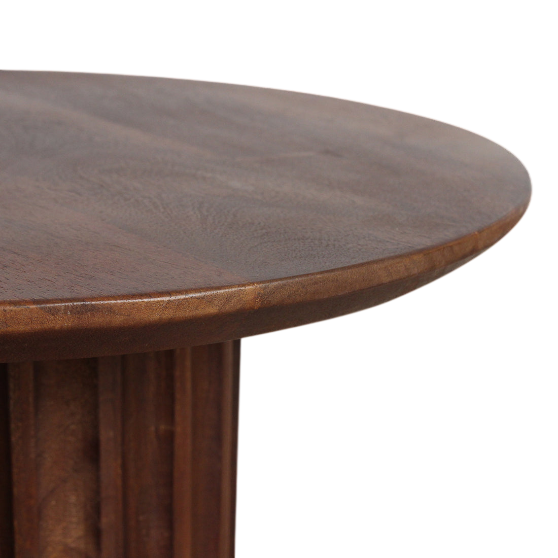Table d’appoint ronde en bois brun avec pied colonne cannelé Ø50 cm