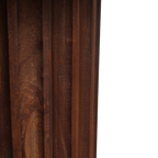 Table d’appoint ronde en bois brun avec pied colonne cannelé et grain texturé, Ø50 cm