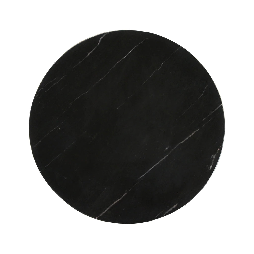 Table d’appoint ronde en marbre noir veiné blanc, Ø40 cm