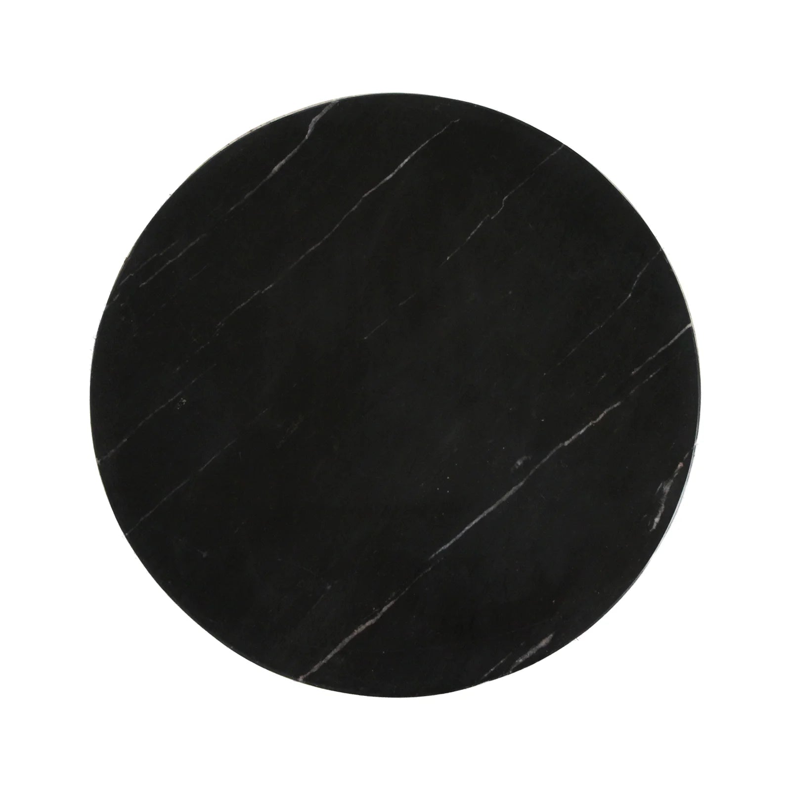 Table d’appoint ronde en marbre noir veiné blanc, Ø40 cm