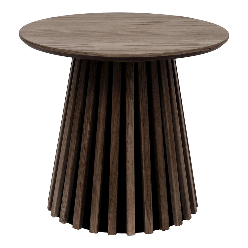 Table d’appoint ronde en bois fumé piétement sculptural – Ø50 cm