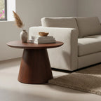 Table dappoint ronde en bois de manguier brun conique Ø55 cm