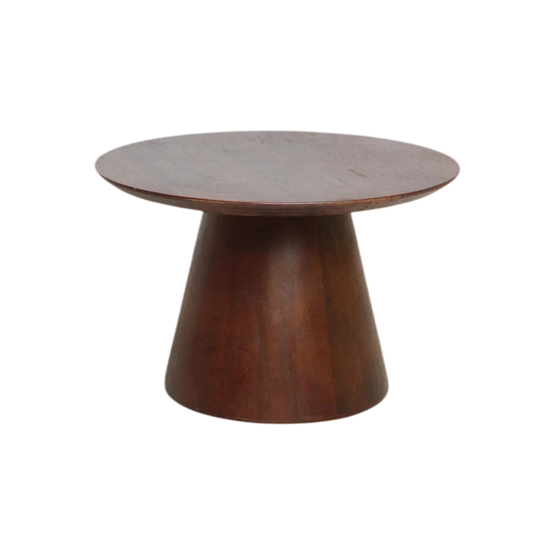 Table d’appoint ronde en bois de manguier brun conique – Ø55 cm
