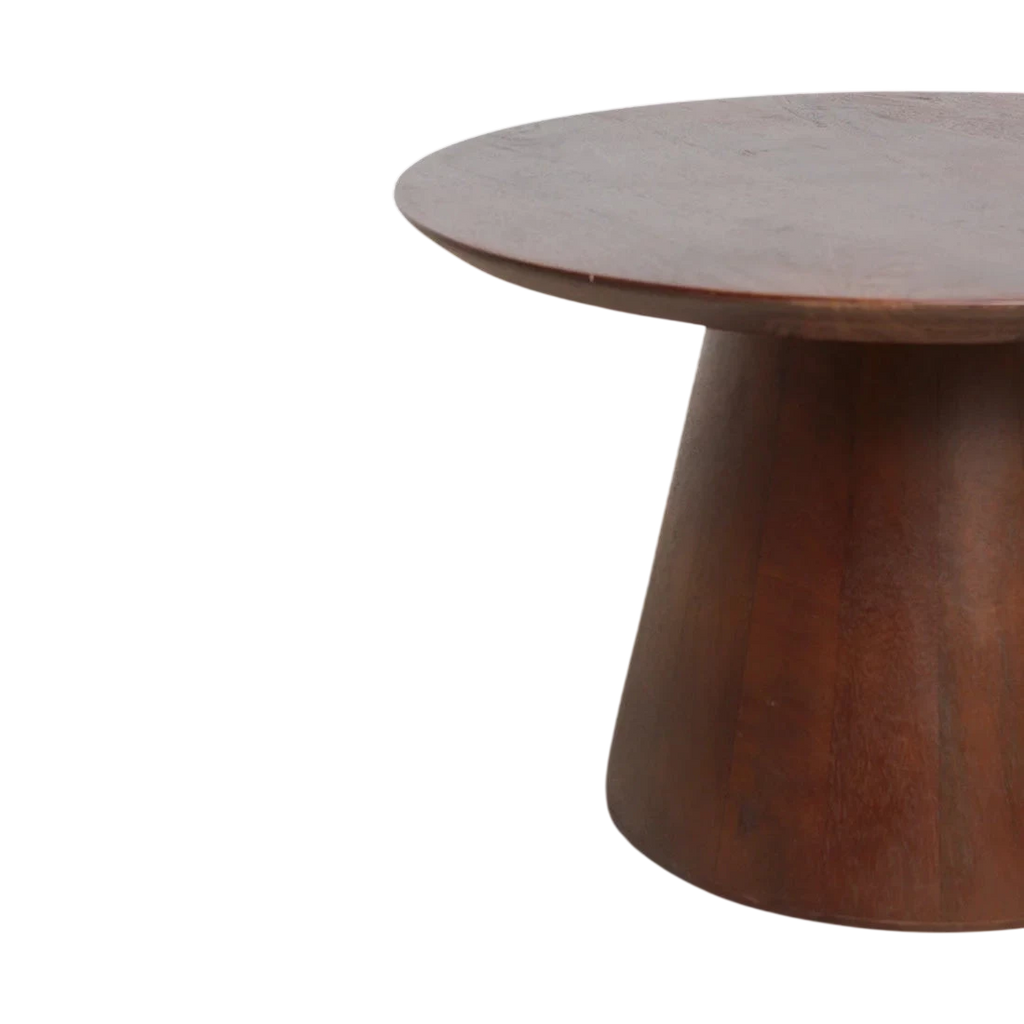 Table d’appoint ronde en bois de manguier brun conique, Ø55 cm
