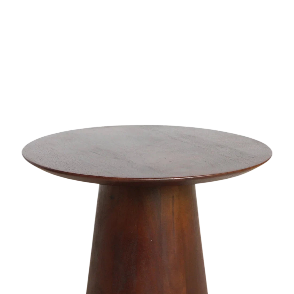 Table d’appoint ronde en bois de manguier brun avec plateau en marbre gris clair, Ø50 cm