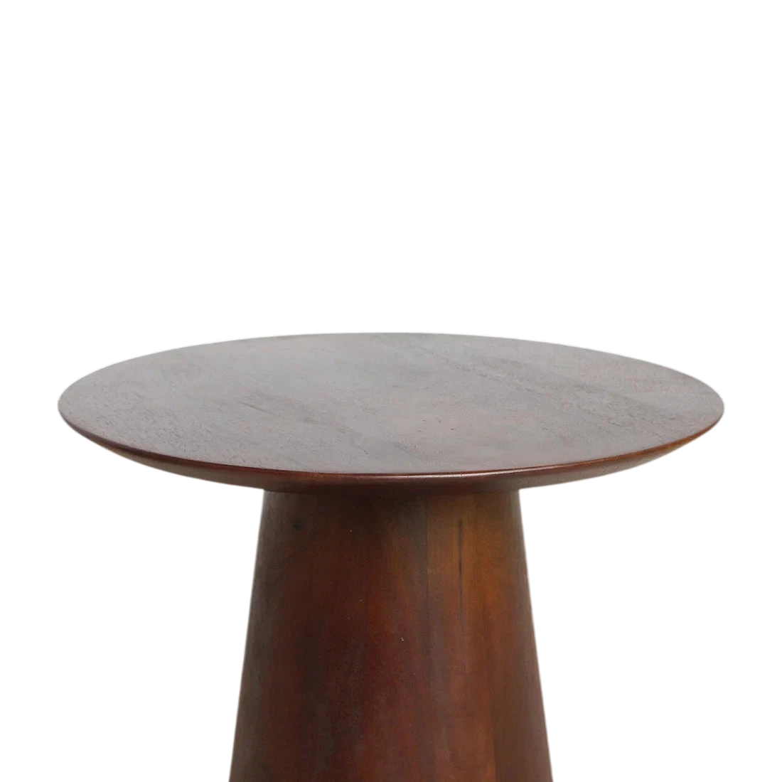 Table d’appoint ronde en bois de manguier brun avec plateau en marbre gris clair, Ø50 cm