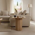 Table d’appoint ronde en bois de manguier naturel sculpté Ø50 cm