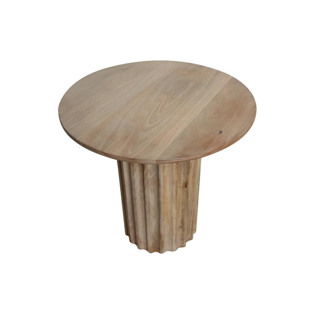 Table d’appoint ronde en bois de manguier naturel sculpté Ø50 cm