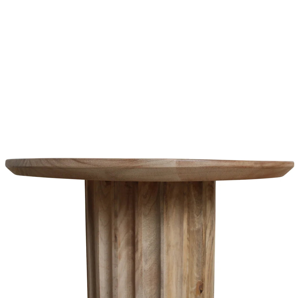 Table d’appoint ronde en bois de manguier naturel sculpté, Ø50 cm