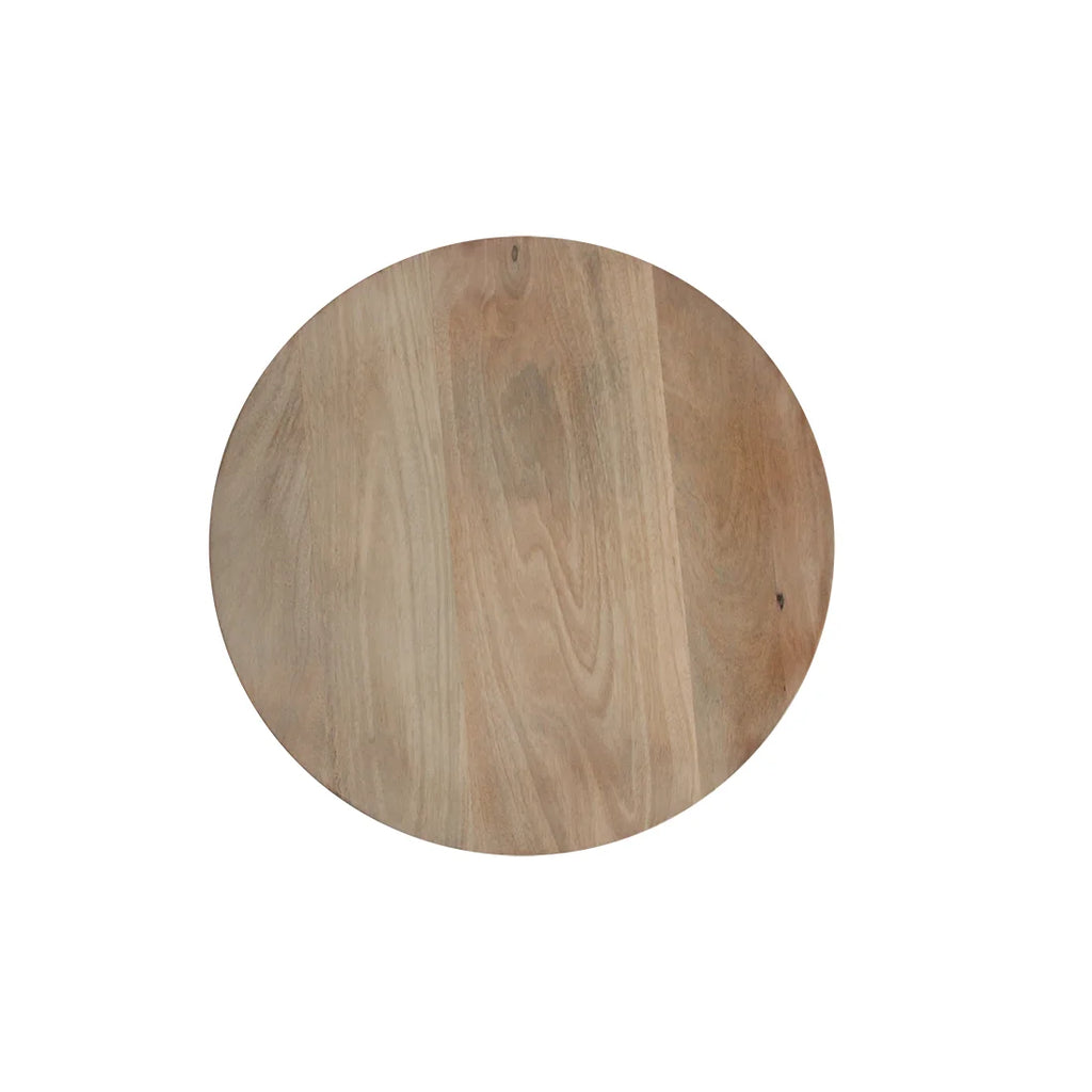 Planche à découper ronde en bois de manguier naturel sculpté, Ø50 cm