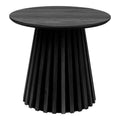 Table d’appoint ronde en bois noir à pied cannelé sculptural Ø50 cm