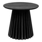 Table d’appoint ronde en bois noir à pied cannelé sculptural Ø50 cm