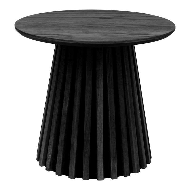 Table d’appoint ronde en bois noir pied cannelé sculptural – Ø50 cm