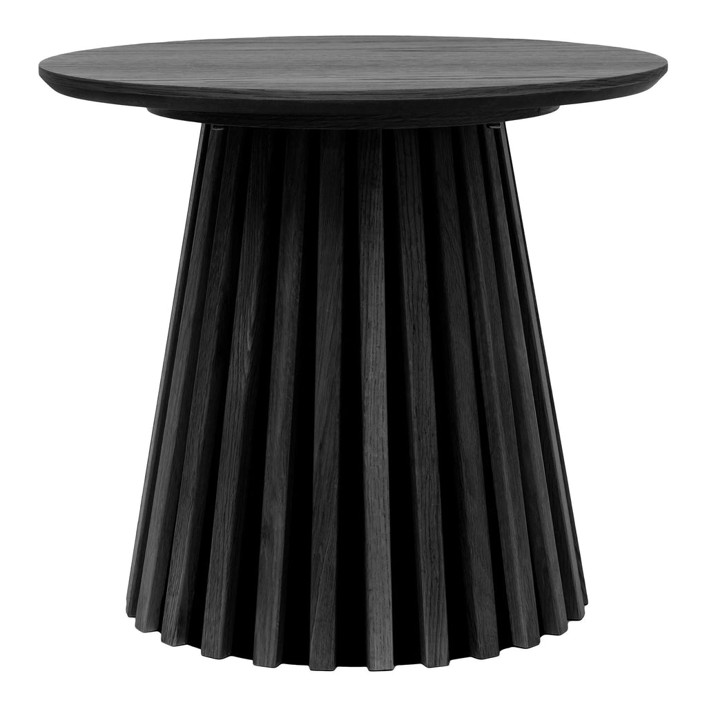 Table d’appoint ronde en bois noir pied cannelé Ø50 cm