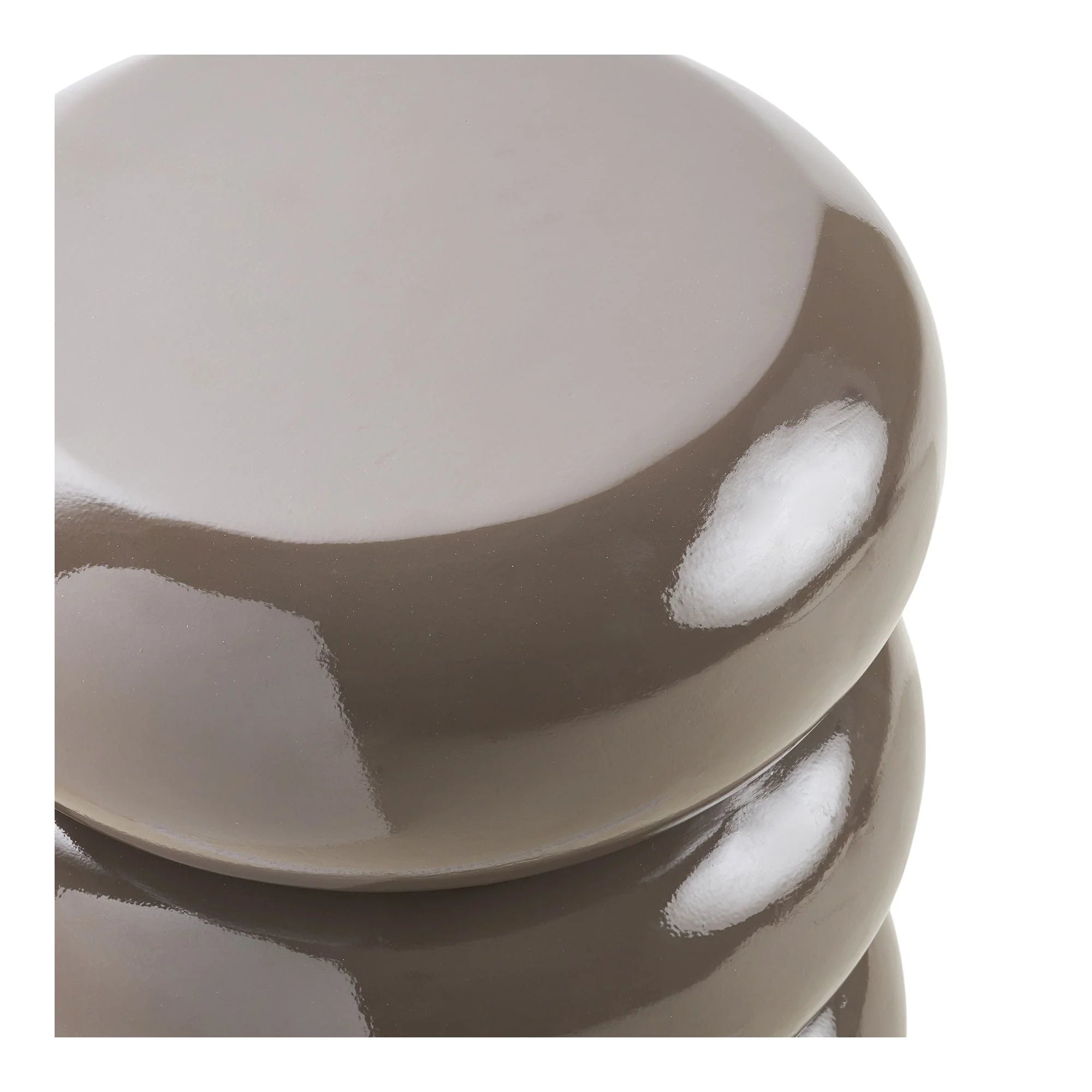 Base de lampe en céramique taupe brillante, design rond et élégant, diamètre 35,5 cm