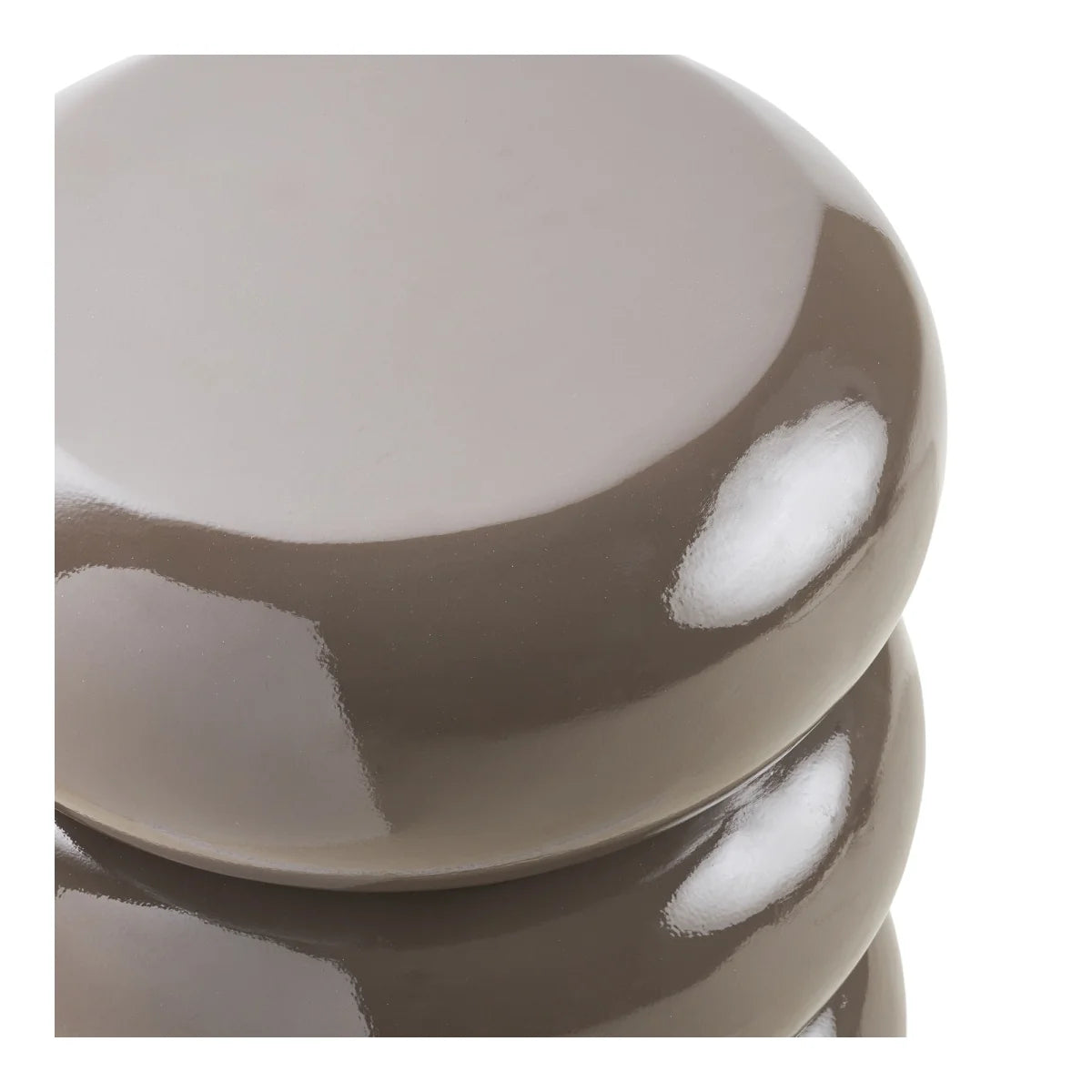 Tabouret céramique taupe brillante empilé rond Ø35,5 cm