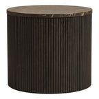 Table d’appoint ronde effet marbre brun foncé bois strié Ø45 cm