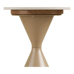 Table d’appoint ronde effet travertin sable, piètement conique beige, Ø50 cm