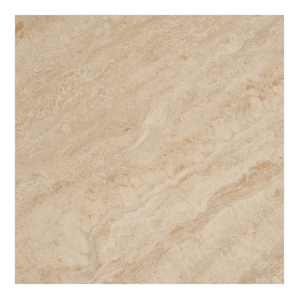 Table d’appoint ronde effet travertin sable beige veiné poli Ø50 cm