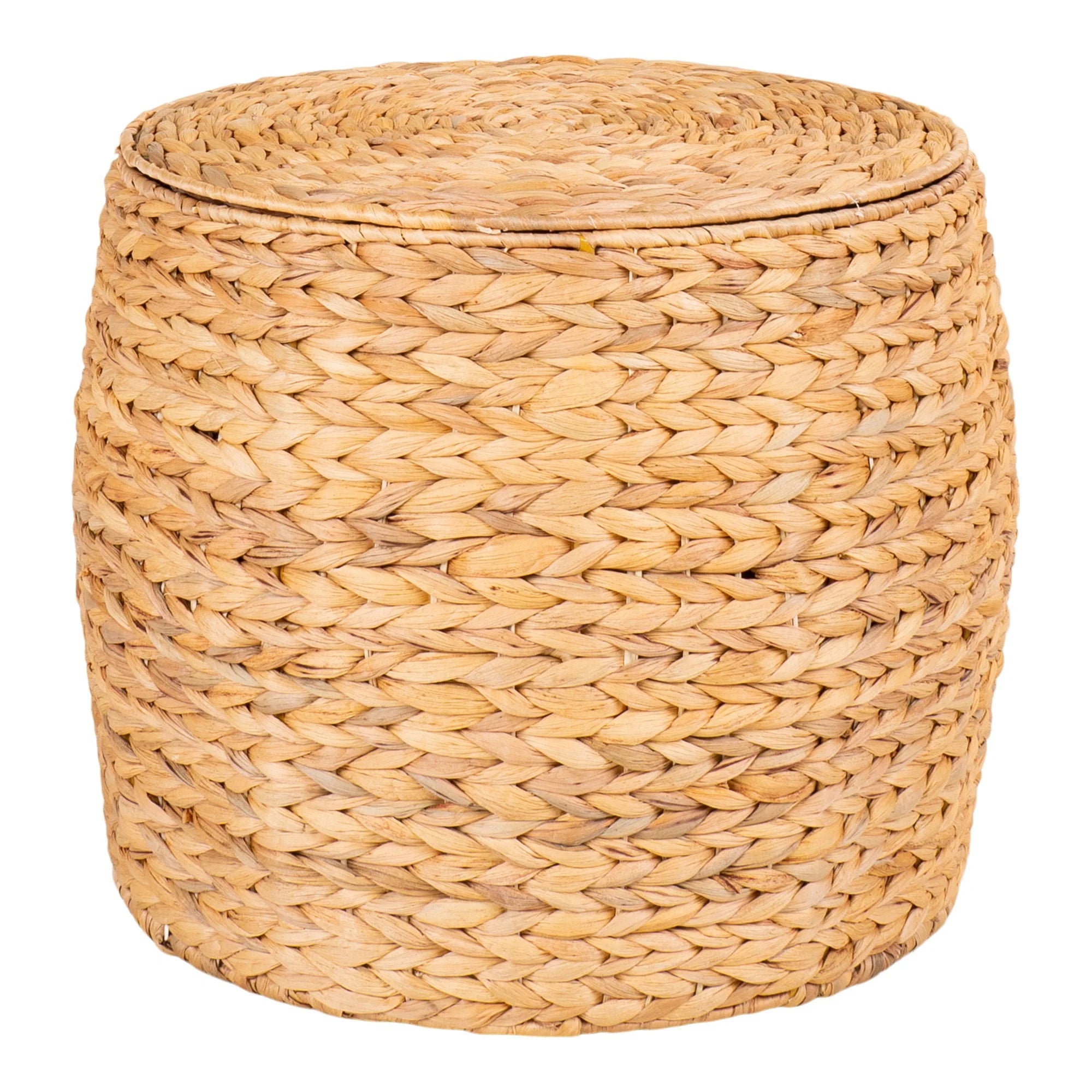 Tabouret de rangement rond en jacinthe d’eau Ø43 cm beige