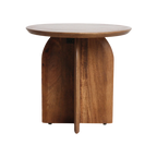 Table d’appoint ronde en manguier brun, piètement croisé, Ø50 cm