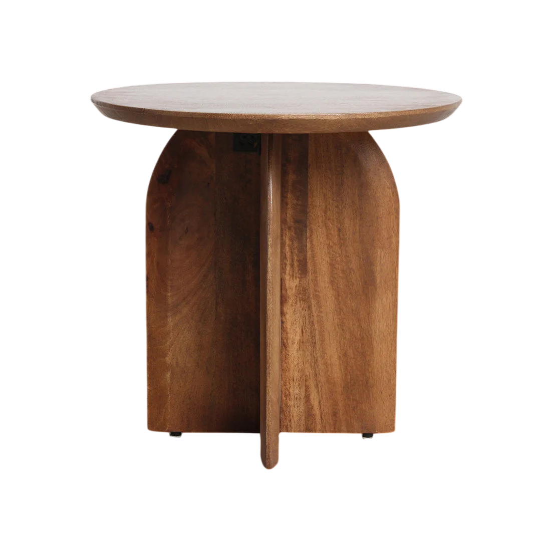 Table d’appoint ronde en manguier brun, piètement croisé, Ø50 cm
