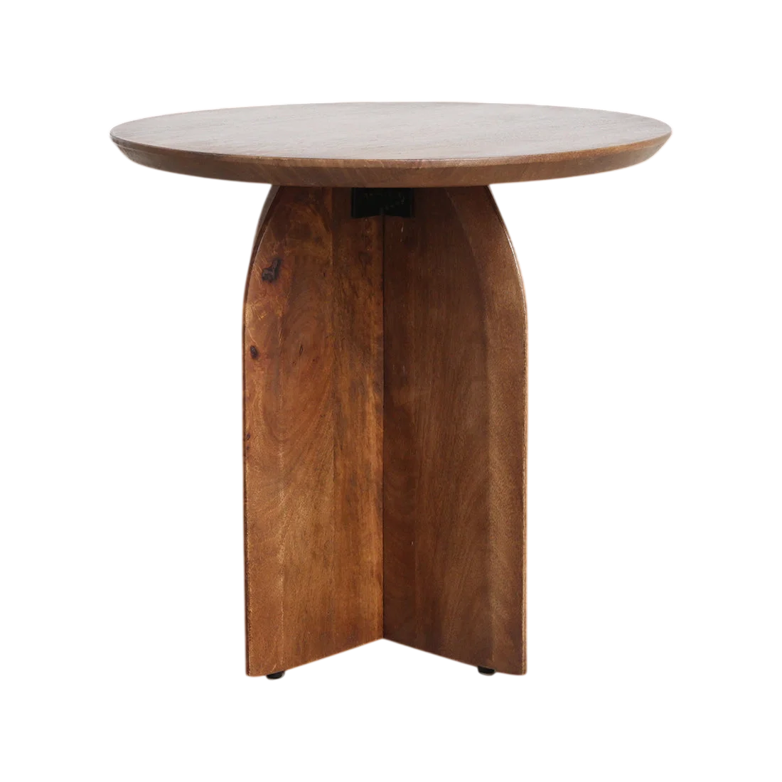 Table d’appoint ronde en manguier brun, piètement croisé, Ø50 cm