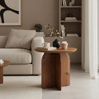 Table d’appoint ronde en manguier brun, piètement croisé, Ø50 cm