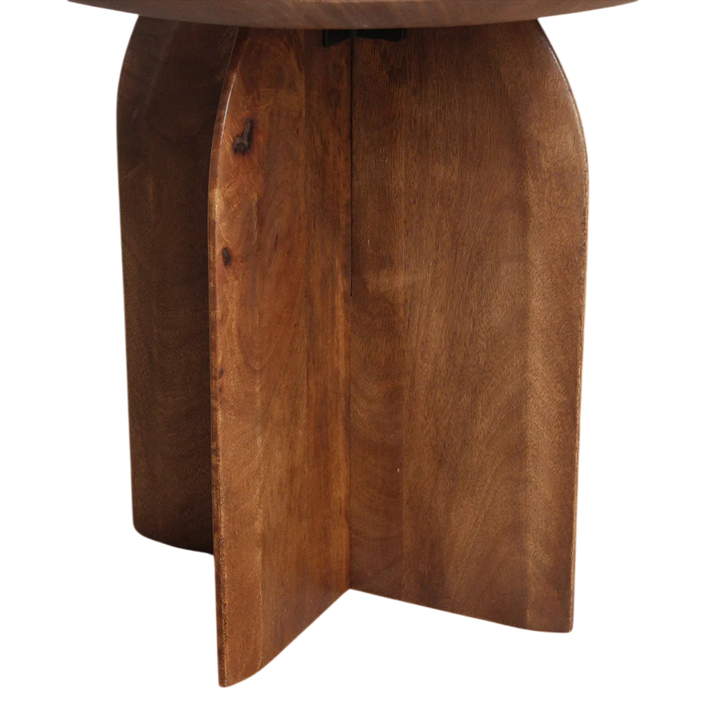 Table d’appoint ronde en manguier brun, piétement croisé, Ø50 cm