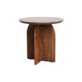 Table d’appoint ronde en manguier brun, piètement croisé, Ø50 cm