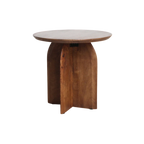 Table d’appoint ronde en manguier brun, piètement croisé, Ø50 cm