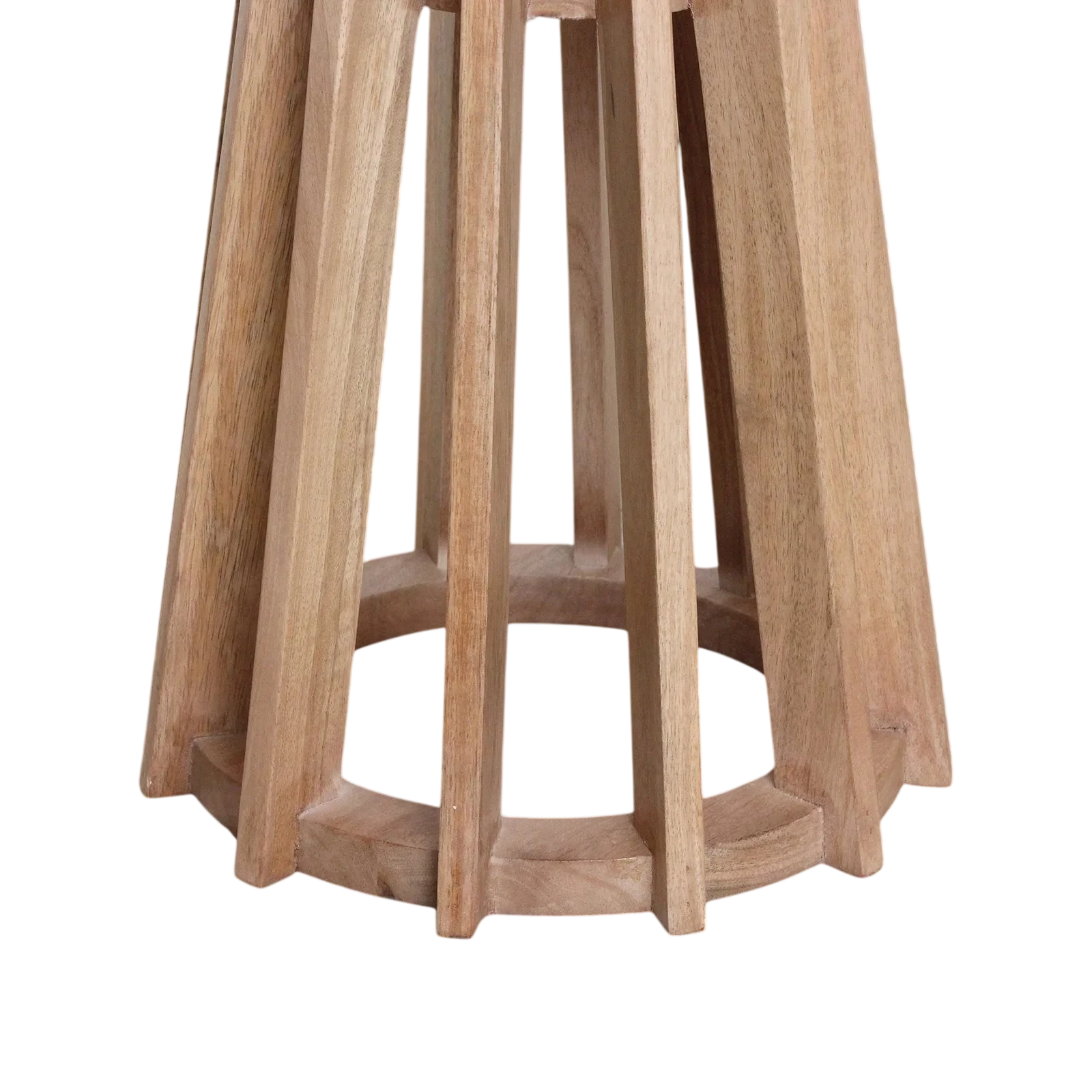 Tabouret en bois clair ajouré avec base ronde, Ø40 cm